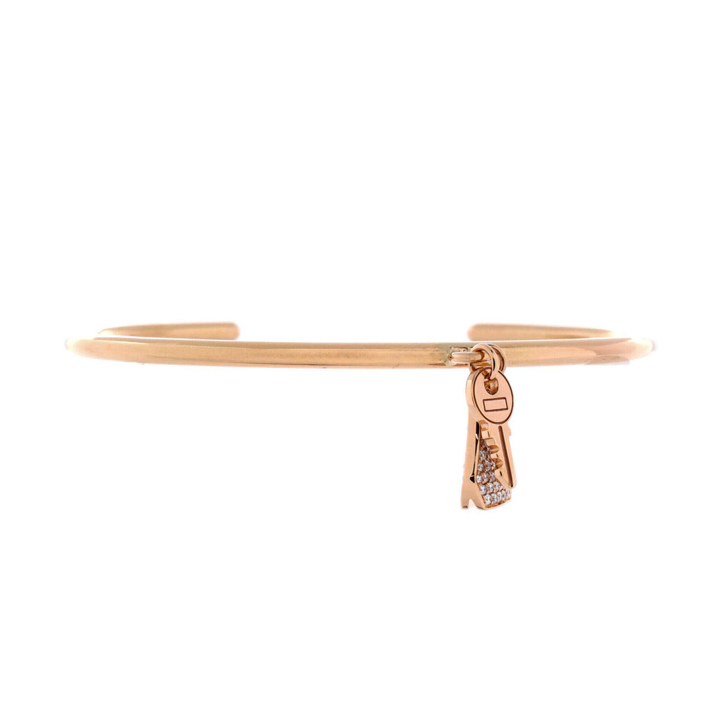 Hermes Small Kelly Clochette Cuff Bracelet 18K Rose Gold with Diamonds